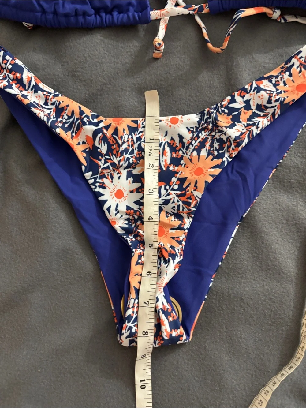 SHEKINI Reversible Blue Floral Triangle Bikini Set Size Medium NWT